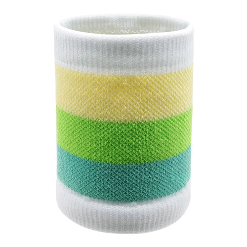 7.5x9.5cm Sweat Absorbing Wristband Basketball Cycling Running Unisex Thin Sports Wrist Band - White+Lake Green - 1