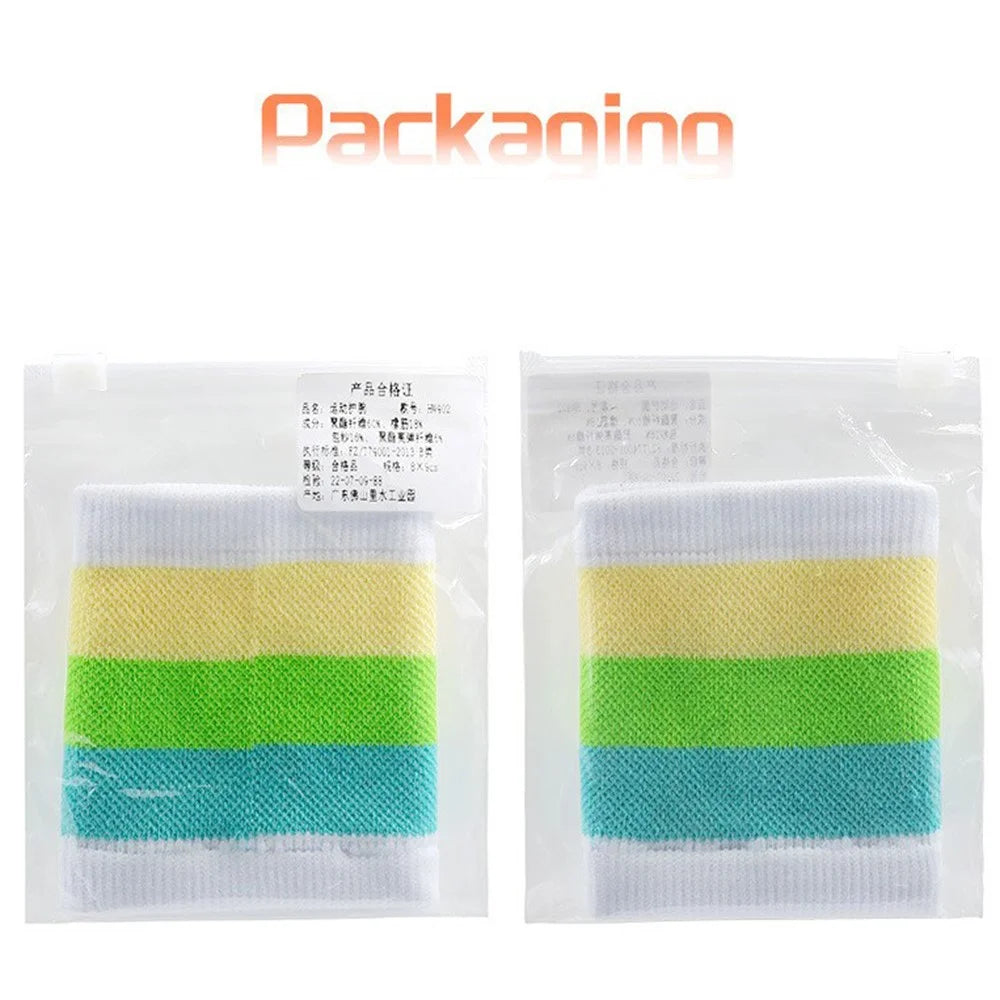 7.5x9.5cm Sweat Absorbing Wristband Basketball Cycling Running Unisex Thin Sports Wrist Band - White+Lake Green - 7