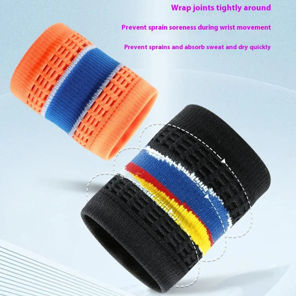 8x9.5cm Sports Wristband Sweat Absorbing Tennis Running Fitness Basketball Wrist Protective Band - White+Blue - 3