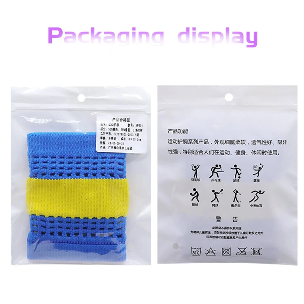 8x9.5cm Sports Wristband Sweat Absorbing Tennis Running Fitness Basketball Wrist Protective Band - White+Blue - 7