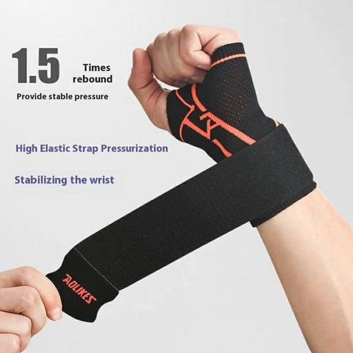AOLIKES 8201 1Pc Breathable Wrist Support Brace for Badminton Fitness Extended Compression Wristband - Black+Orange S - 2