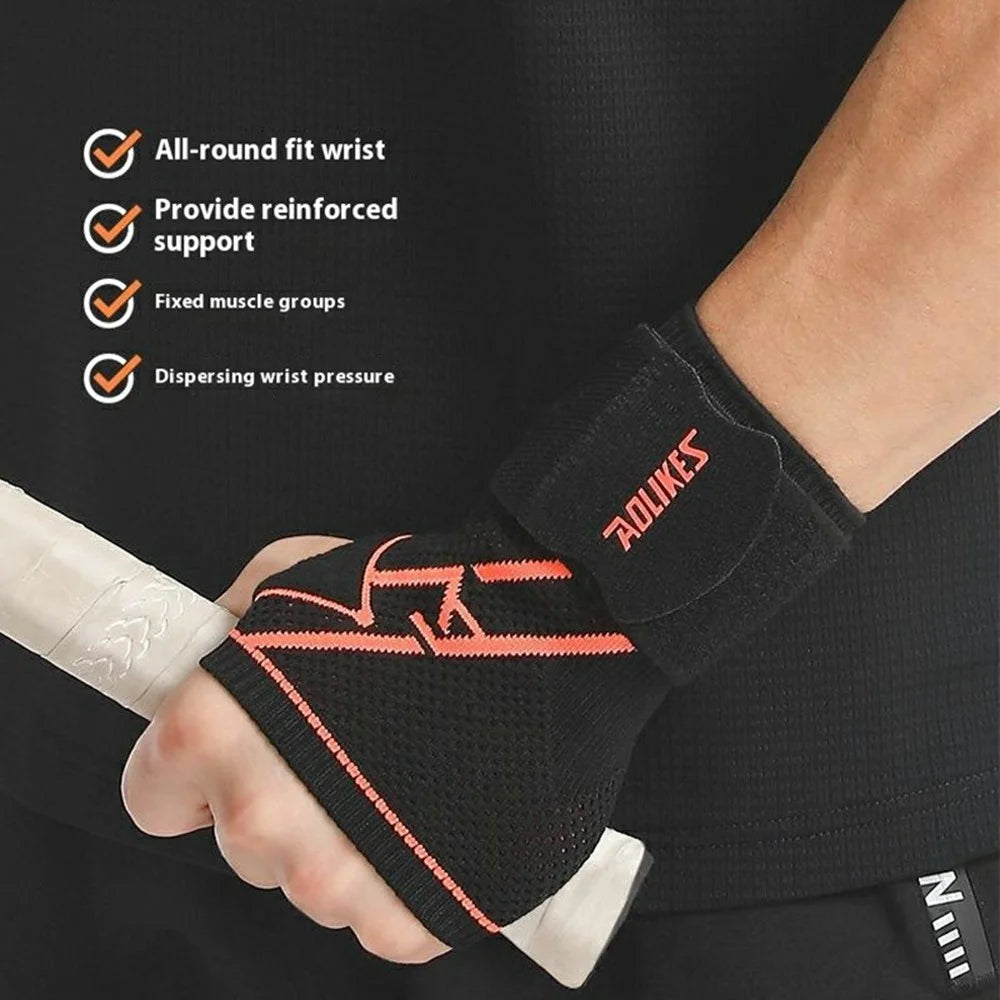 AOLIKES 8201 1Pc Breathable Wrist Support Brace for Badminton Fitness Extended Compression Wristband - Black+Orange S - 3