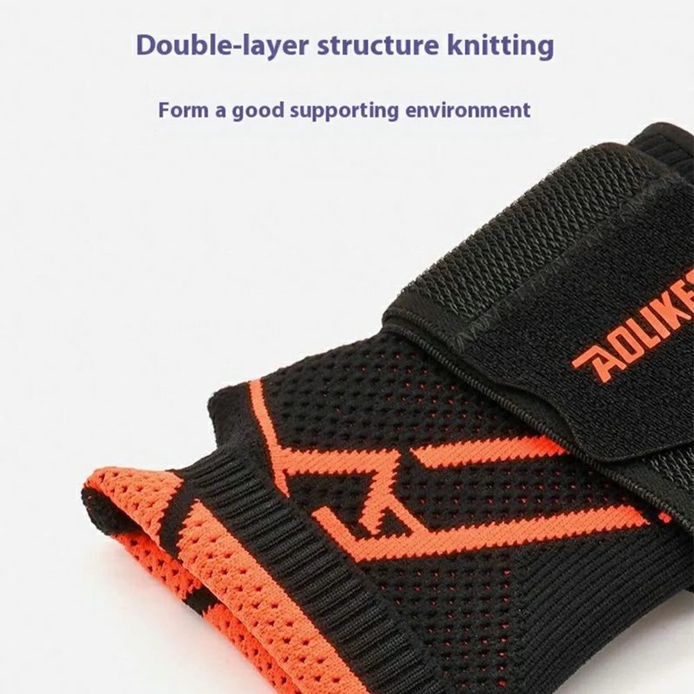 AOLIKES 8201 1Pc Breathable Wrist Support Brace for Badminton Fitness Extended Compression Wristband - Black+Orange S - 6