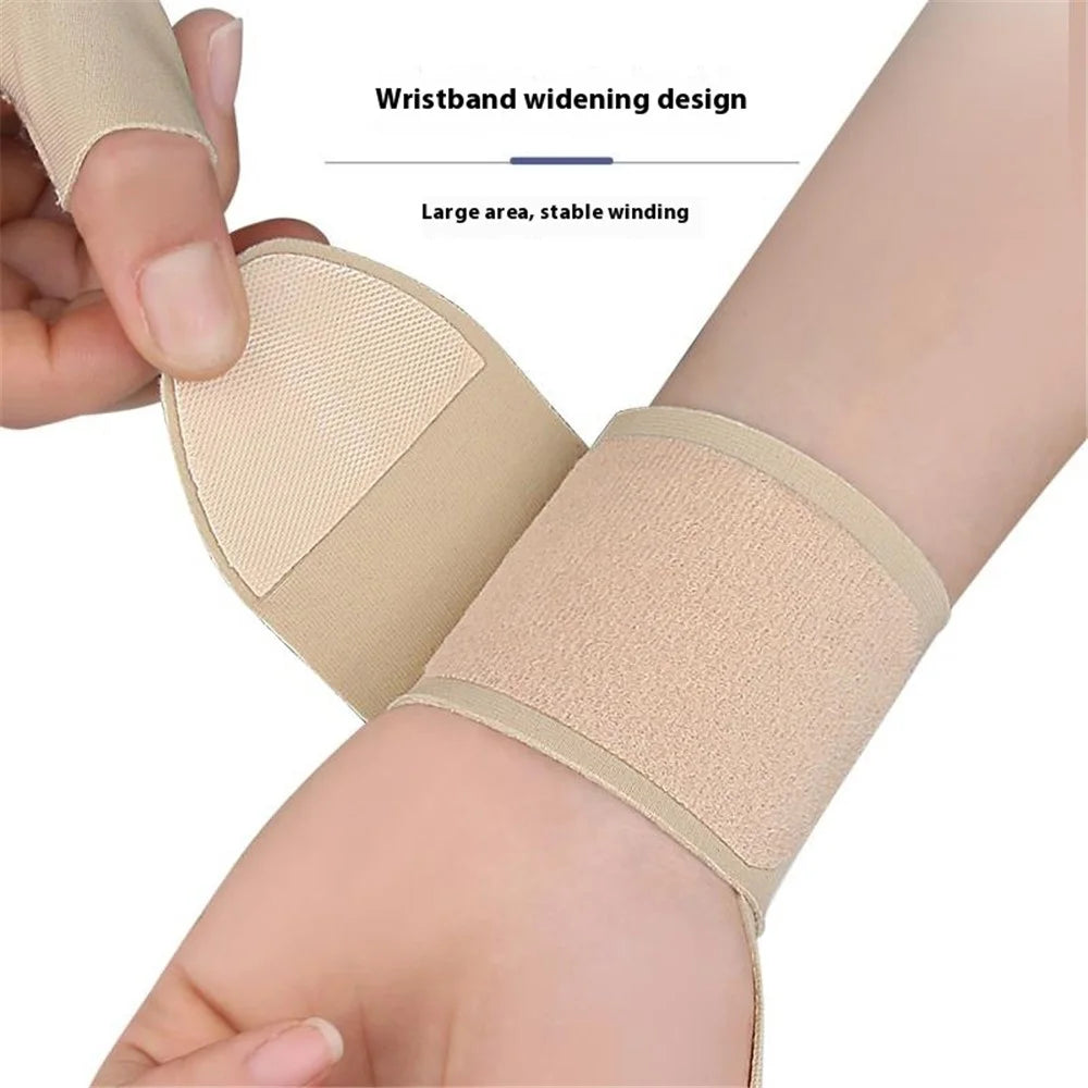 004 1Pc Slim Thumb Wrist Support Brace Lycra Fabric Adjustable Compression Wrist Guard - Skin Color / Right Hand - 5