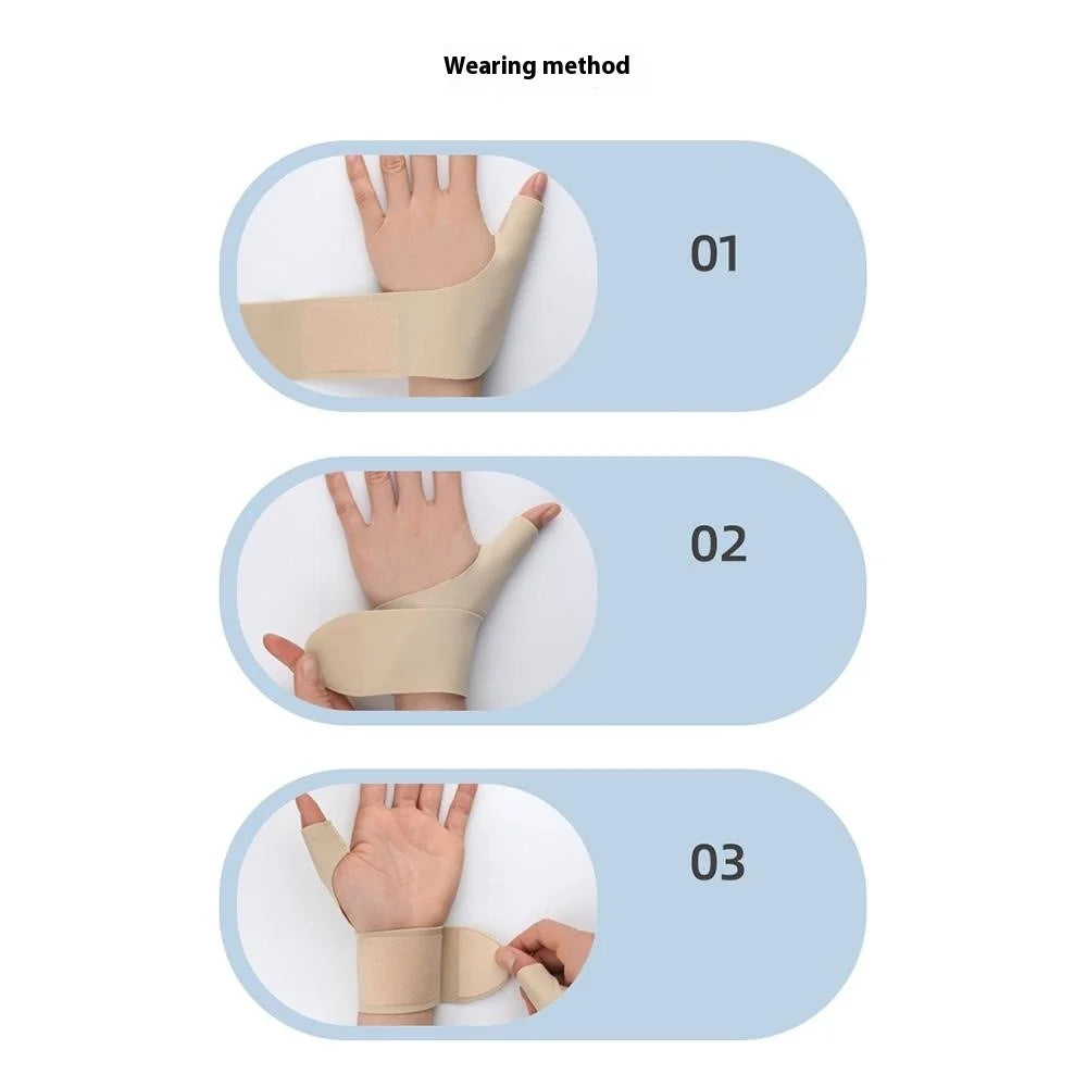 004 1Pc Slim Thumb Wrist Support Brace Lycra Fabric Adjustable Compression Wrist Guard - Skin Color / Right Hand - 6