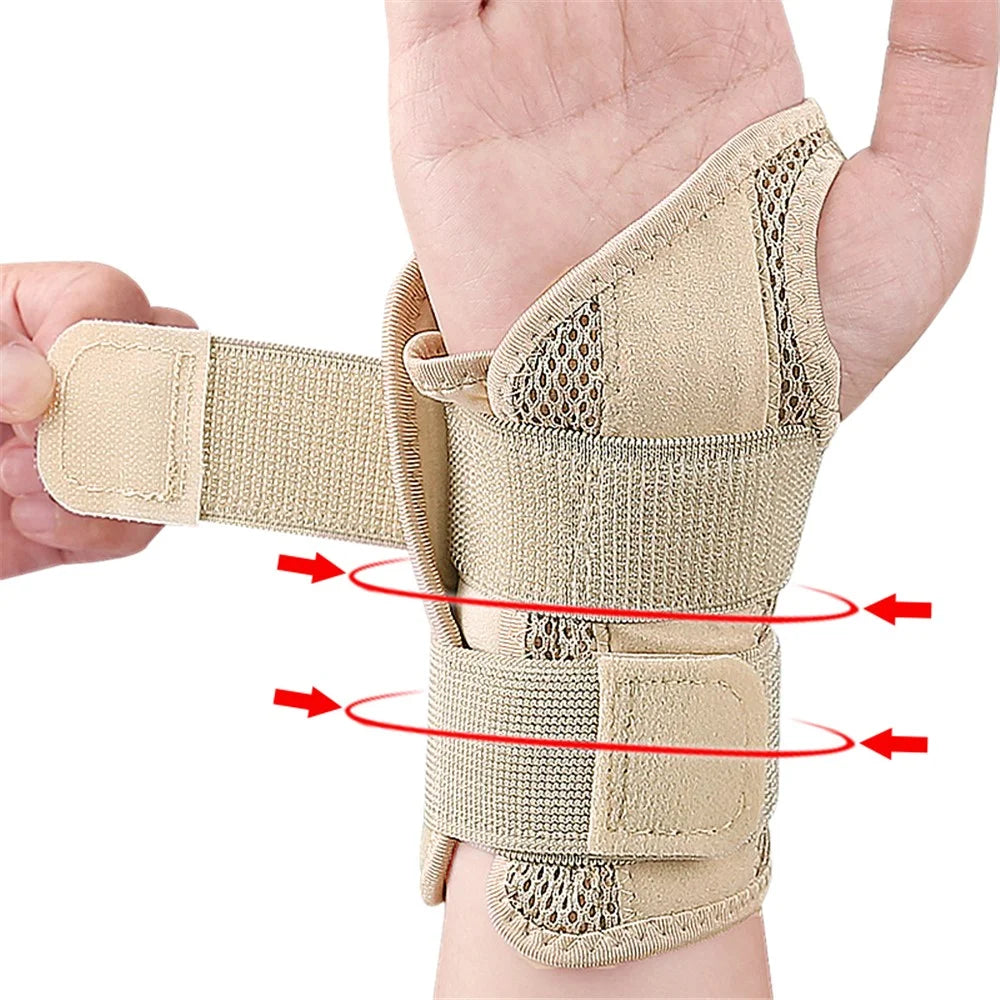 1Pc Wrist Support Brace Adjustable Compression Wrist Wrap Guard for Pain Relief Arthritis Carpal Tunnel - Left Hand / Skin Color S / M - 5