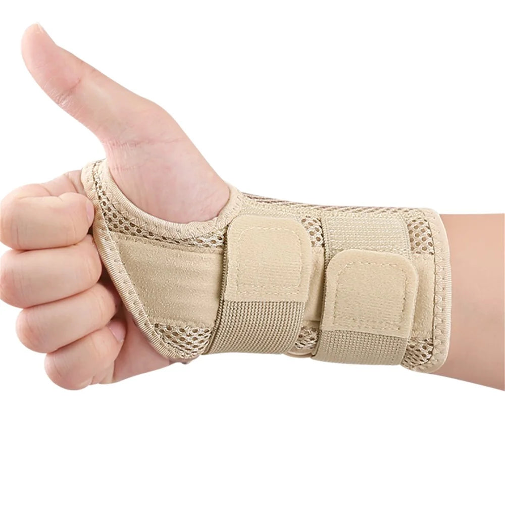 1Pc Wrist Support Brace Adjustable Compression Wrist Wrap Guard for Pain Relief Arthritis Carpal Tunnel - Left Hand / Skin Color S / M - 6