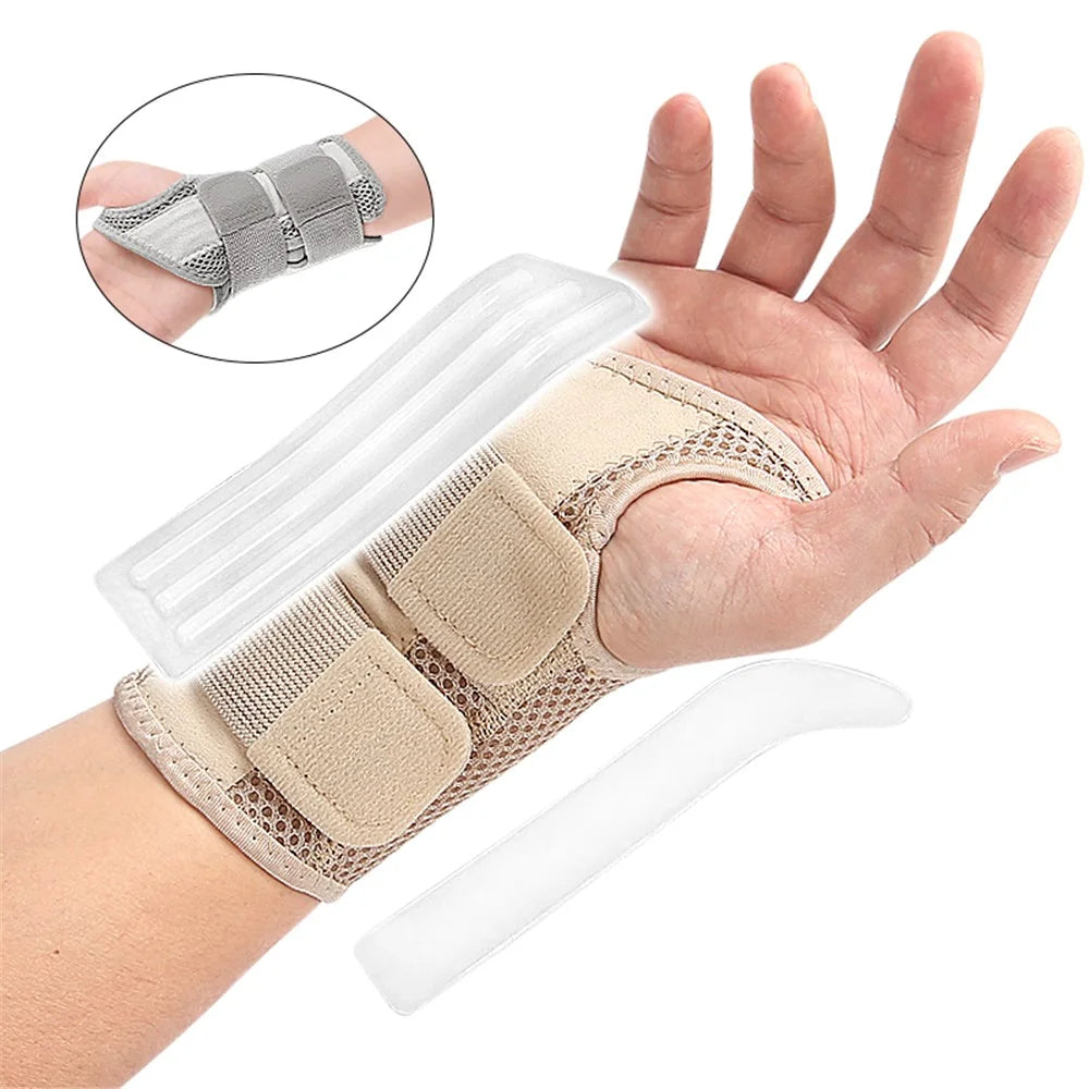 1Pc Wrist Support Brace Adjustable Compression Wrist Wrap Guard for Pain Relief Arthritis Carpal Tunnel - Left Hand / Skin Color S / M - 7