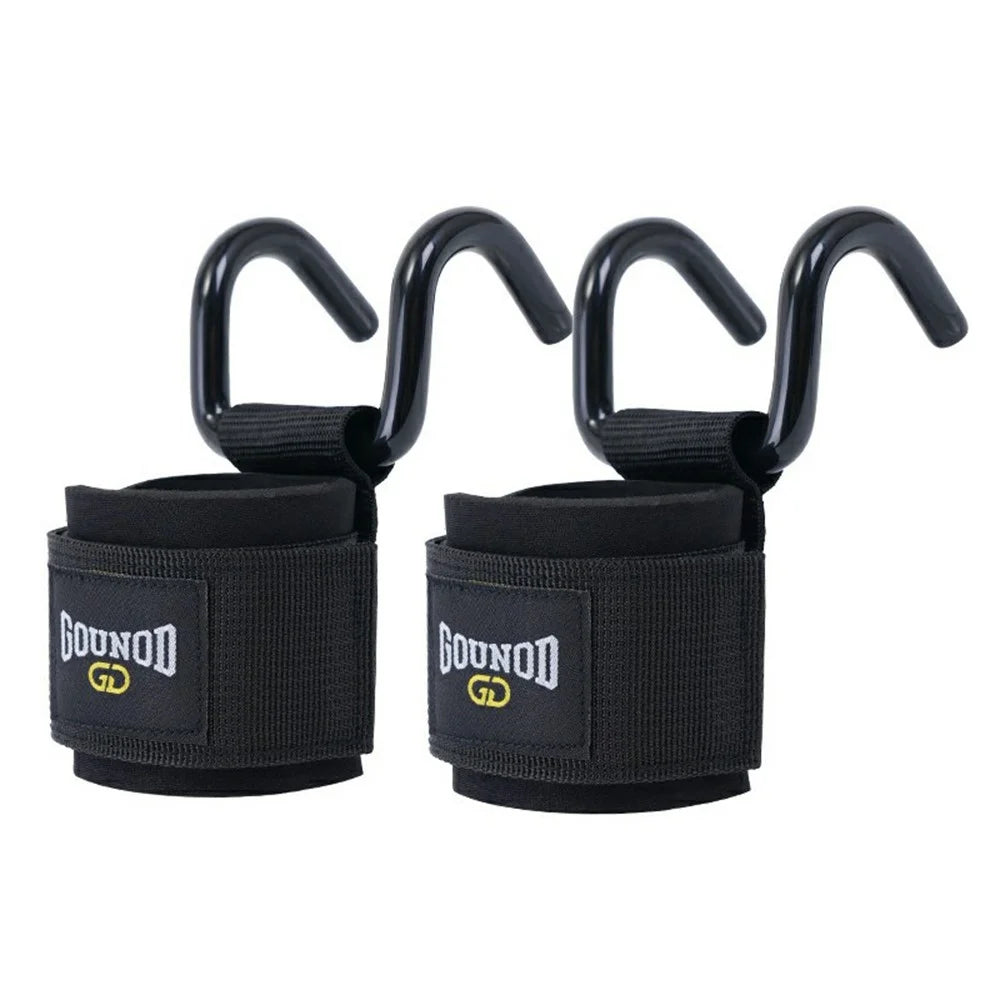 GOUNOD ZGL002 Steel Hook Grips Straps Pull Up Assist Weightlifting Squat Chin Up Wrist Support - 1
