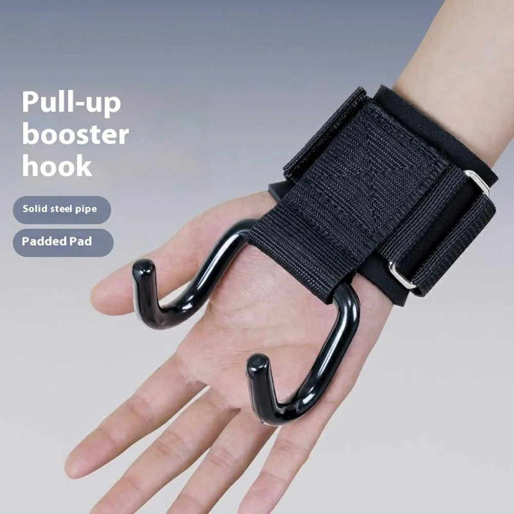 GOUNOD ZGL002 Steel Hook Grips Straps Pull Up Assist Weightlifting Squat Chin Up Wrist Support - 3