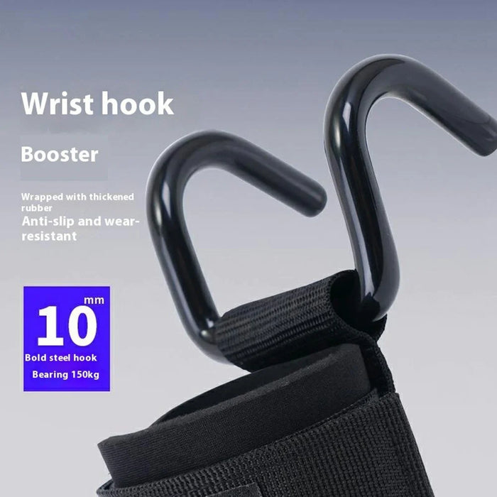 GOUNOD ZGL002 Steel Hook Grips Straps Pull Up Assist Weightlifting Squat Chin Up Wrist Support - 4
