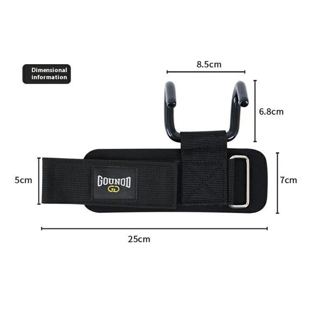 GOUNOD ZGL002 Steel Hook Grips Straps Pull Up Assist Weightlifting Squat Chin Up Wrist Support - 6