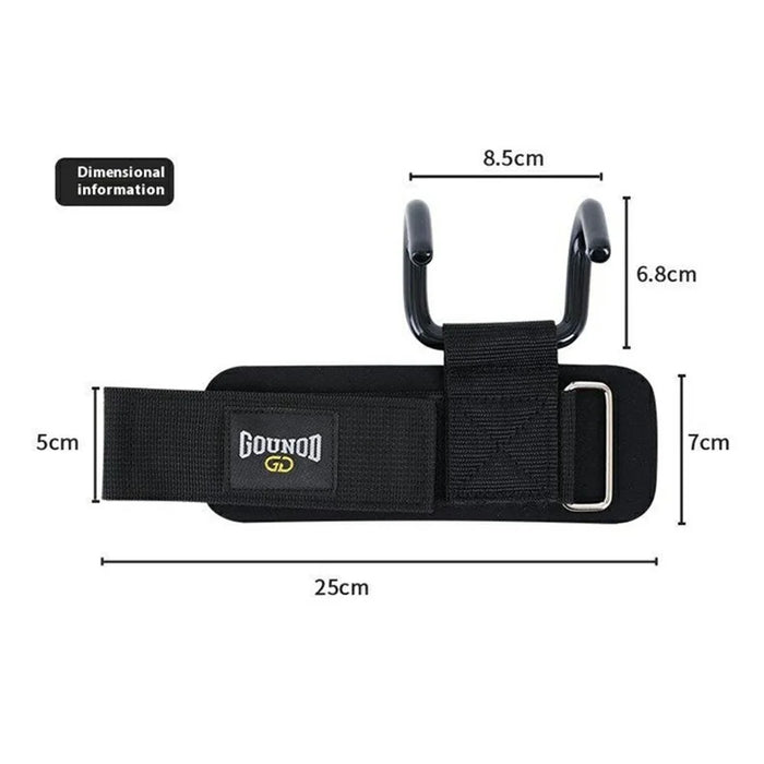 GOUNOD ZGL002 Steel Hook Grips Straps Pull Up Assist Weightlifting Squat Chin Up Wrist Support - 6