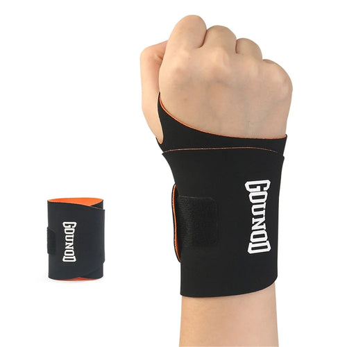 GOUNOD HS070 Wrist Support Brace Compression Sleeve Tendon Sheath Protection for Pain Relief Fitness - Black + Orange - 1