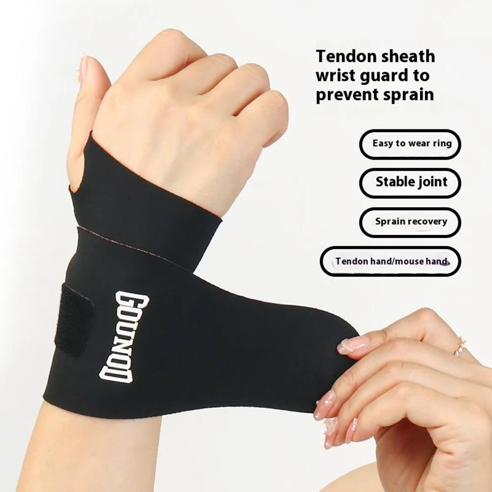 GOUNOD HS070 Wrist Support Brace Compression Sleeve Tendon Sheath Protection for Pain Relief Fitness - Black + Orange - 2