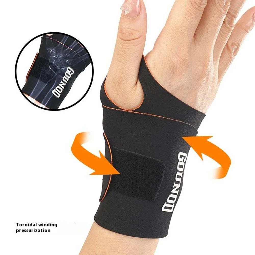 GOUNOD HS070 Wrist Support Brace Compression Sleeve Tendon Sheath Protection for Pain Relief Fitness - Black + Orange - 4