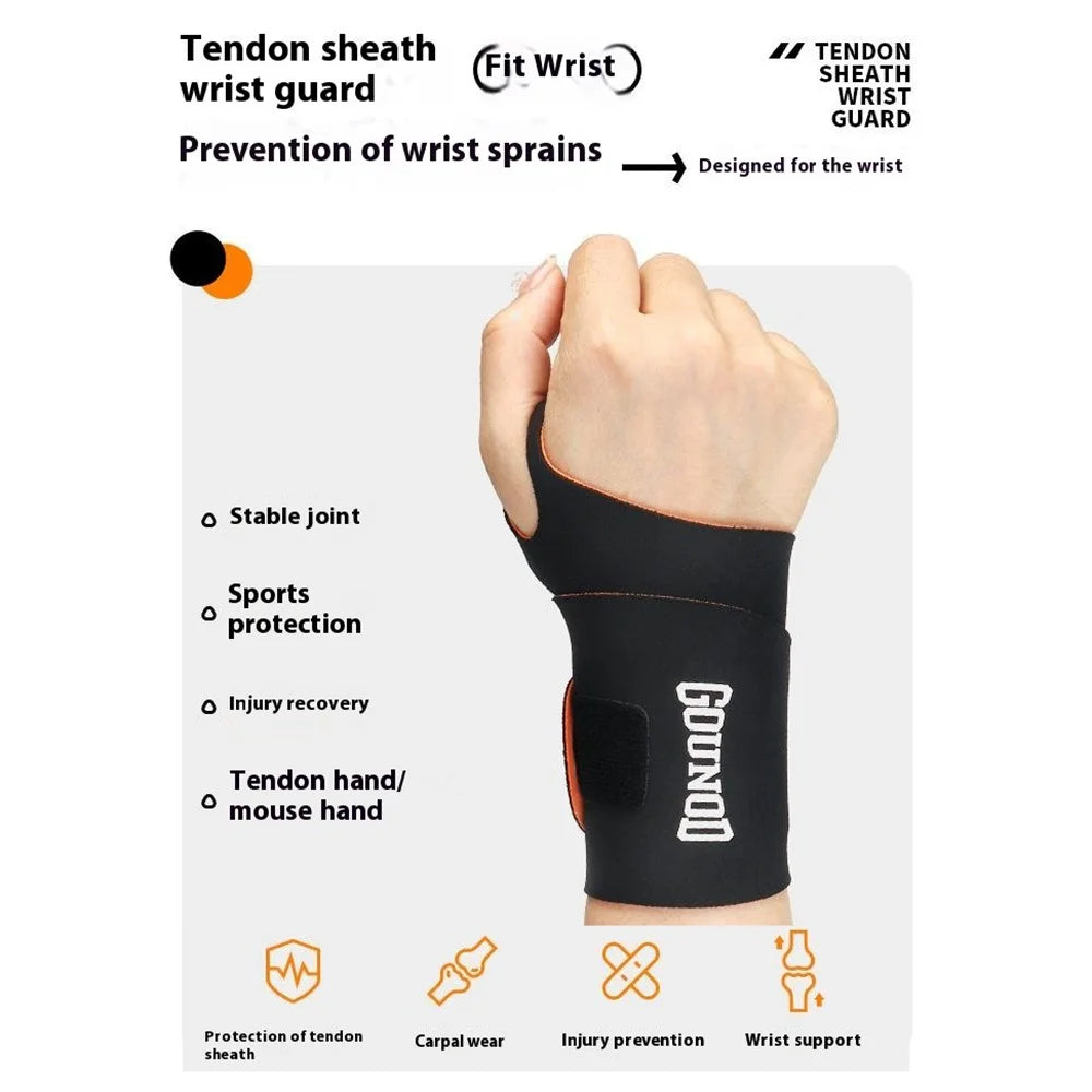 GOUNOD HS070 Wrist Support Brace Compression Sleeve Tendon Sheath Protection for Pain Relief Fitness - Black + Orange - 5