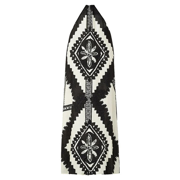Y357 Retro Print Bikini Swimsuit 3-Piece Swimwear For Women European Style Beach Vacation Swimwear - Black  /  XL - 3