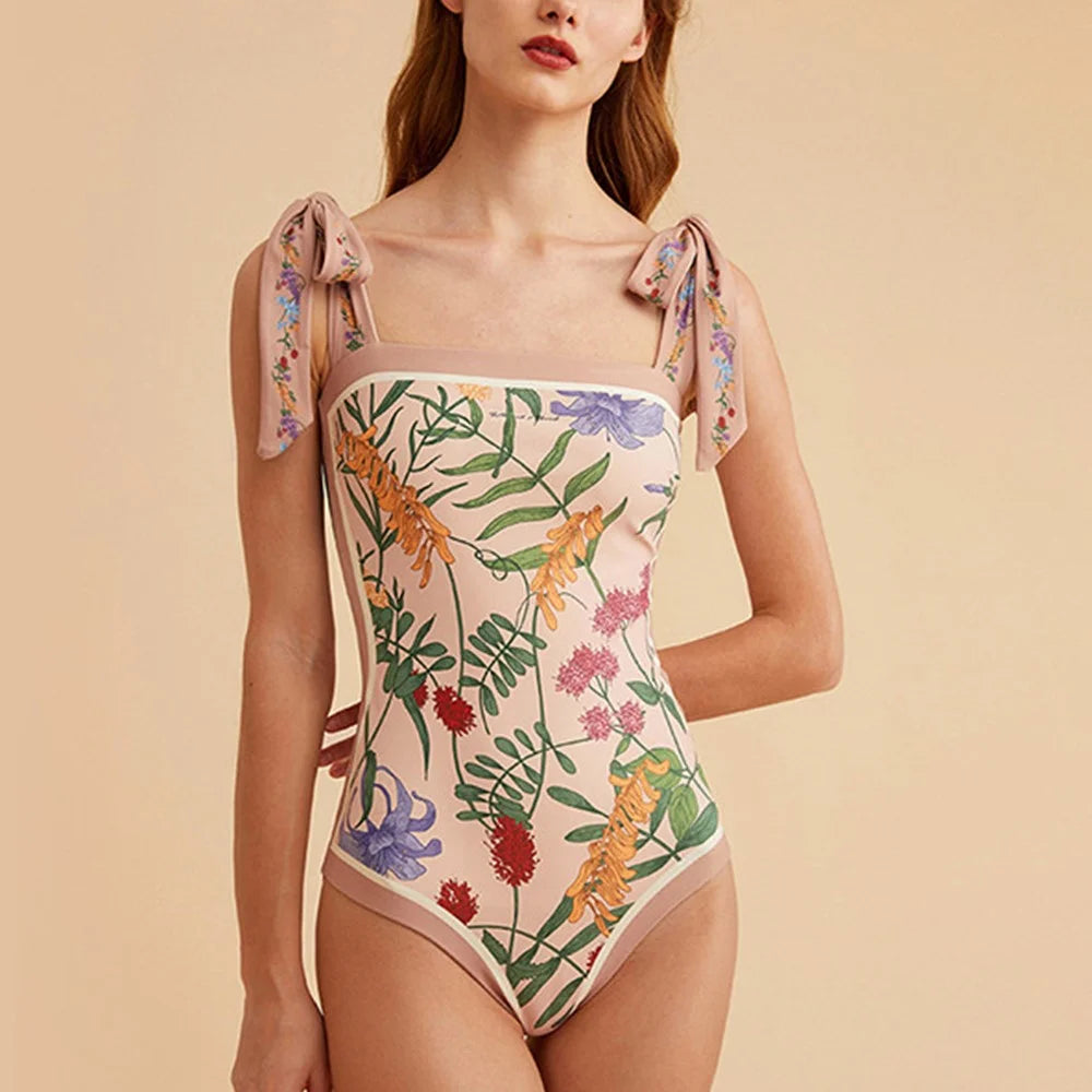 Y17 Women Stylish Two-Sided Pattern Swimsuit with Skirt Conservative Swimwear Set, XL Size - Pink - 3