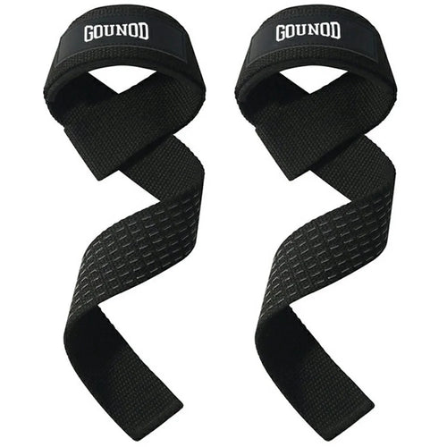 GOUNOD J46 1 Pair Deadlift Hand Straps Weightlifting Powerlifting Pull-Ups Wrist Support Non-Slip Grip Bands - Black - 1