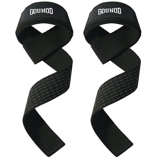 GOUNOD J46 1 Pair Deadlift Hand Straps Weightlifting Powerlifting Pull-Ups Wrist Support Non-Slip Grip Bands - Black - 1