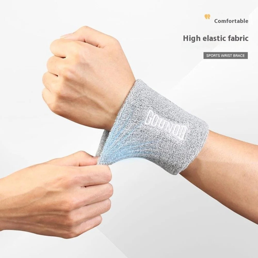 GOUNOD 1Pc Fitness Wrist Sweatband Breathable Absorbent Wristband Compression Support for Basketball / Running / Yoga - Grey - 3