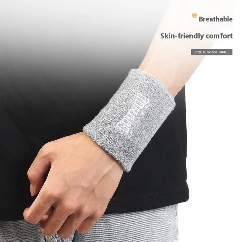 GOUNOD 1Pc Fitness Wrist Sweatband Breathable Absorbent Wristband Compression Support for Basketball / Running / Yoga - Grey - 4