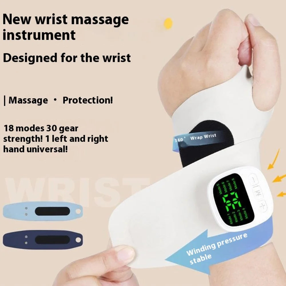 KJH-X3HW EMS Tendon Sheath Massage Wrist Guard 8 Modes 30 Intensity Levels Sports Wristband Hand Joint Massager - Navy Blue - 3