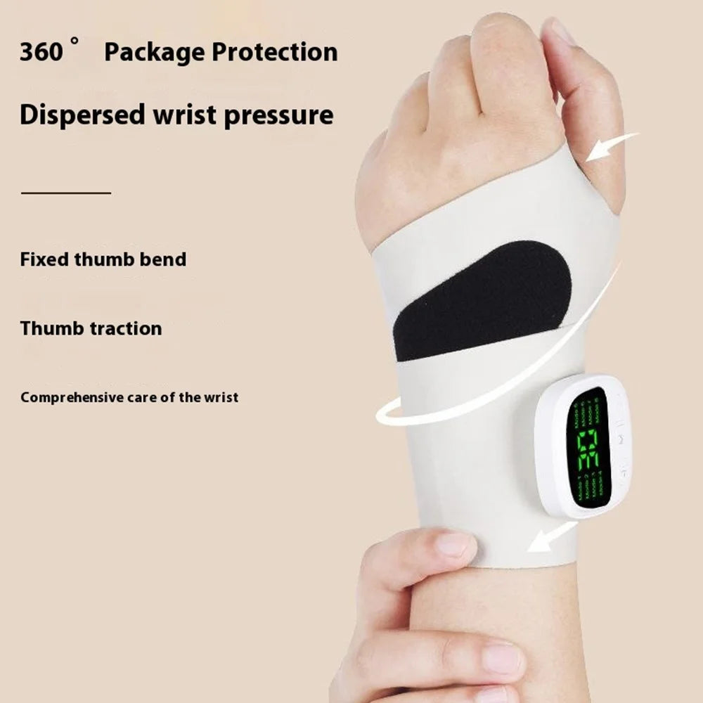 KJH-X3HW EMS Tendon Sheath Massage Wrist Guard 8 Modes 30 Intensity Levels Sports Wristband Hand Joint Massager - Navy Blue - 6