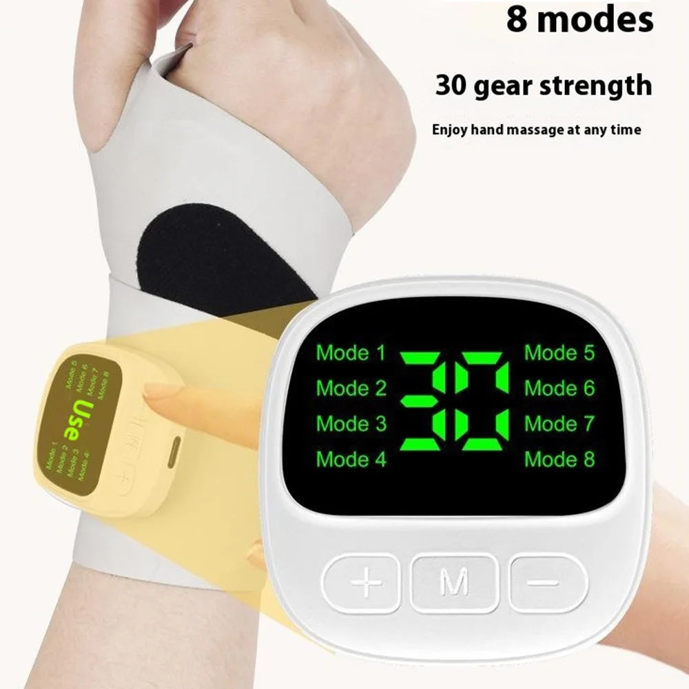 KJH-X3HW EMS Tendon Sheath Massage Wrist Guard 8 Modes 30 Intensity Levels Sports Wristband Hand Joint Massager - Navy Blue - 7