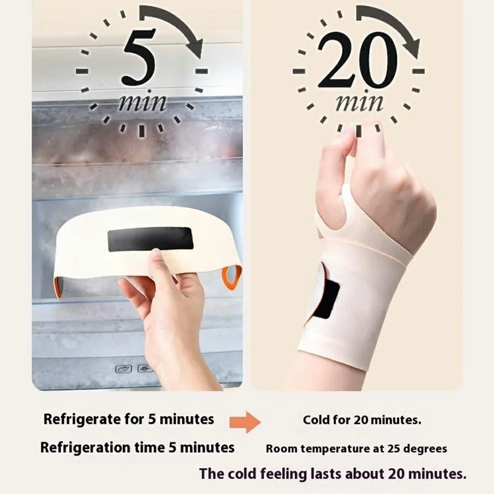 YF-JS101 1Pc Ice / Heat Therapy Gel Wrist Support Brace Tendonitis Badminton Fitness Sports Sprain Protection Wrist Wrap - Beige - 4