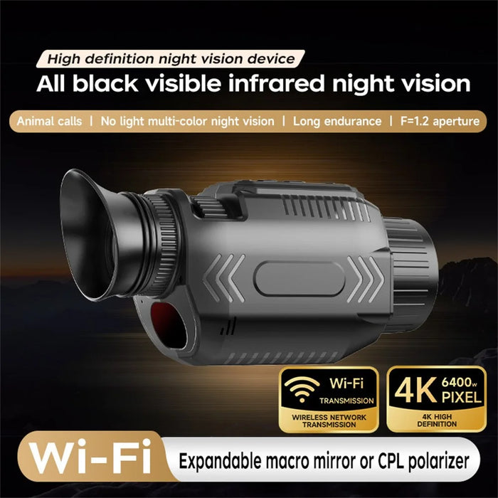 D15 WiFi Night Vision Monocular Camera 4K Video 64MP Photo 28X Zoom, with 64GB Memory Card + 43mm Macro Lens + CPL Filter - 2