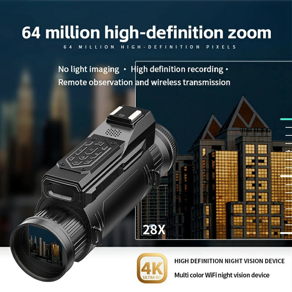 D12 Outdoor 4K HD WiFi Night Vision Monocular Camera 1.54 Inch IPS Screen 64MP Infrared Digital Telescope, Standard Version - 4