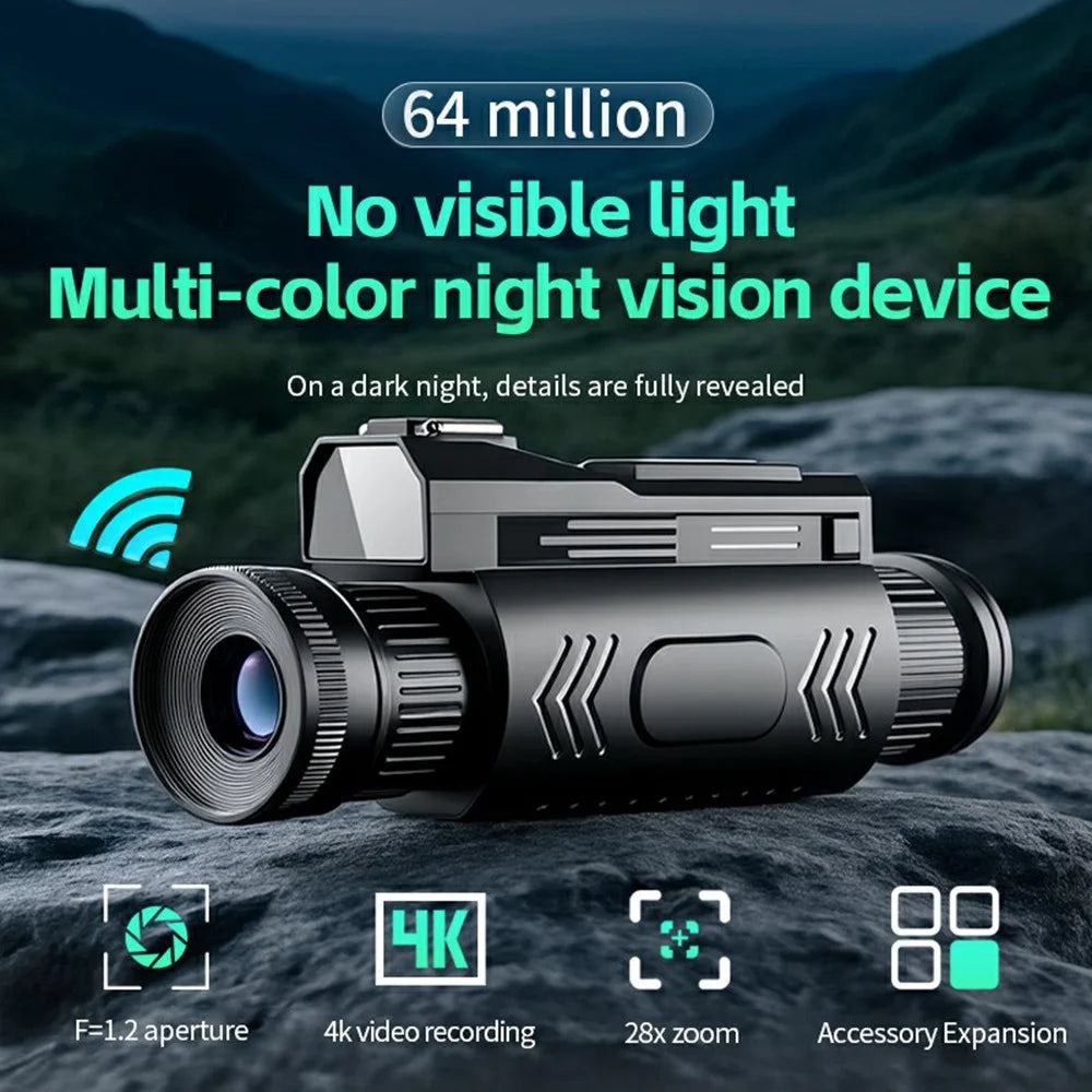 D12 Outdoor Infrared Digital Telescope 4K HD WiFi Night Vision Monocular Camera, with Len Hood + Polarizing Filter + Magnifying Lens + Fill Light - 3