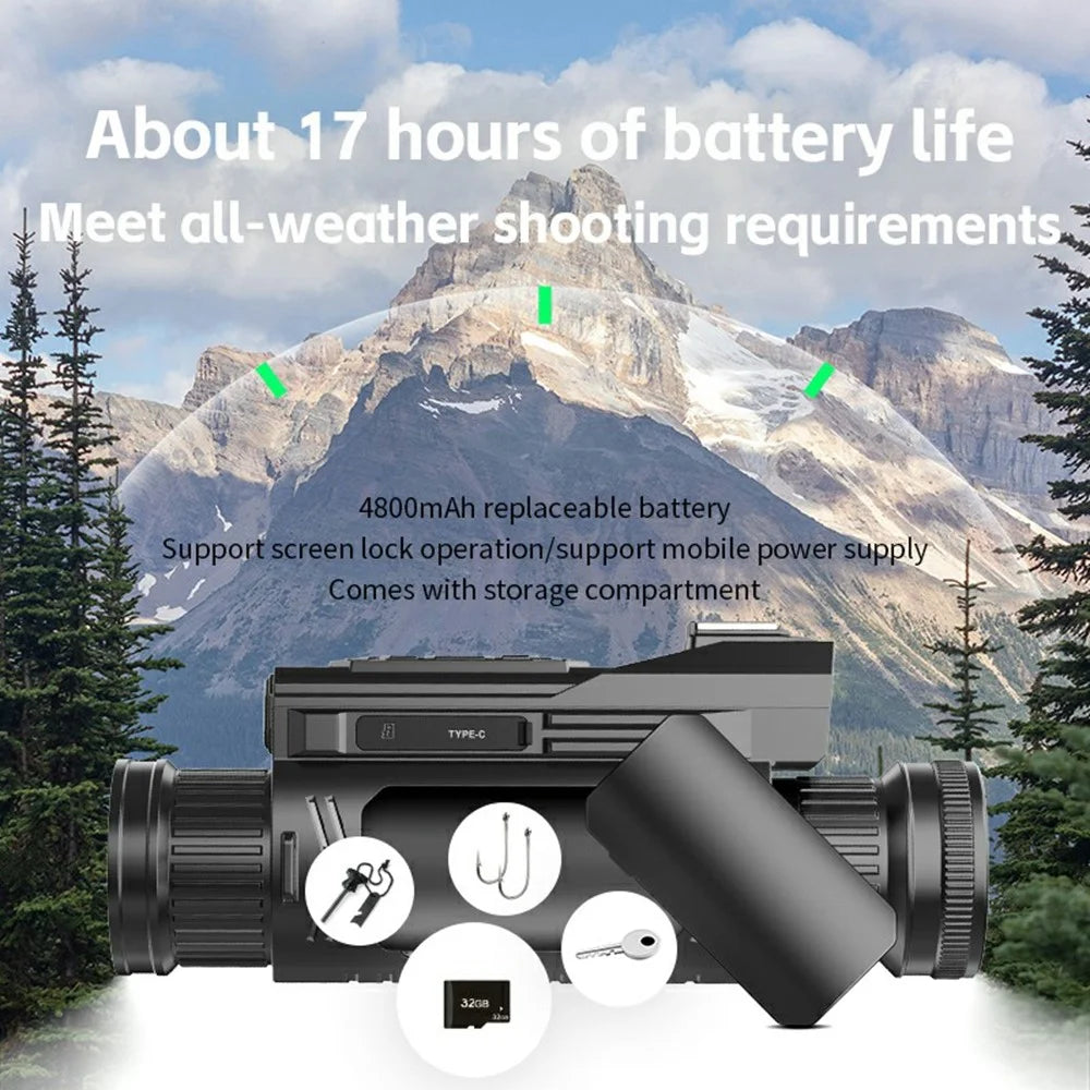 D12 Outdoor Infrared Digital Telescope 4K HD WiFi Night Vision Monocular Camera, with Len Hood + Polarizing Filter + Magnifying Lens + Fill Light - 7