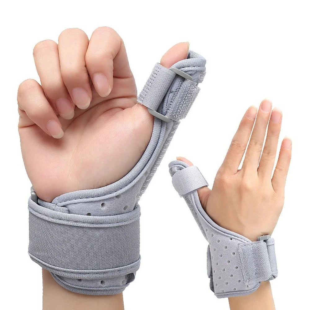 027 Thumb Brace Wrist Support Free Size Adjustable Compression Wrap for Pain Relief  /  Injury Prevention - Grey - 1