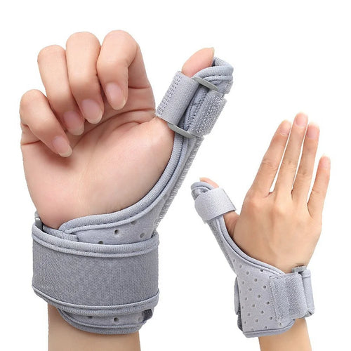 027 Thumb Brace Wrist Support Free Size Adjustable Compression Wrap for Pain Relief  /  Injury Prevention - Grey - 1