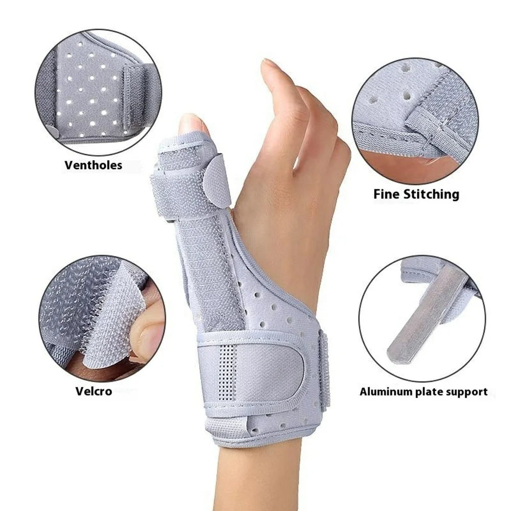 027 Thumb Brace Wrist Support Free Size Adjustable Compression Wrap for Pain Relief  /  Injury Prevention - Grey - 2