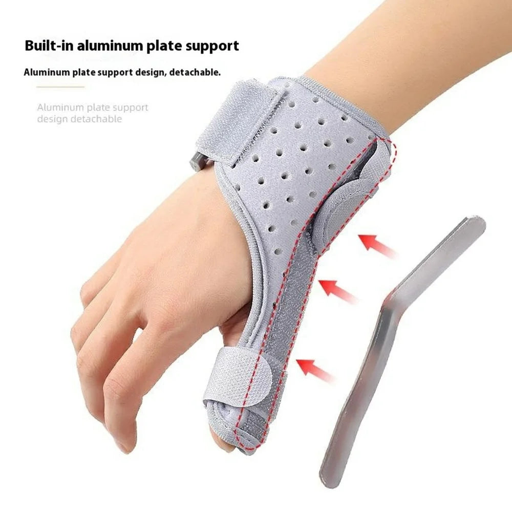 027 Thumb Brace Wrist Support Free Size Adjustable Compression Wrap for Pain Relief  /  Injury Prevention - Grey - 3