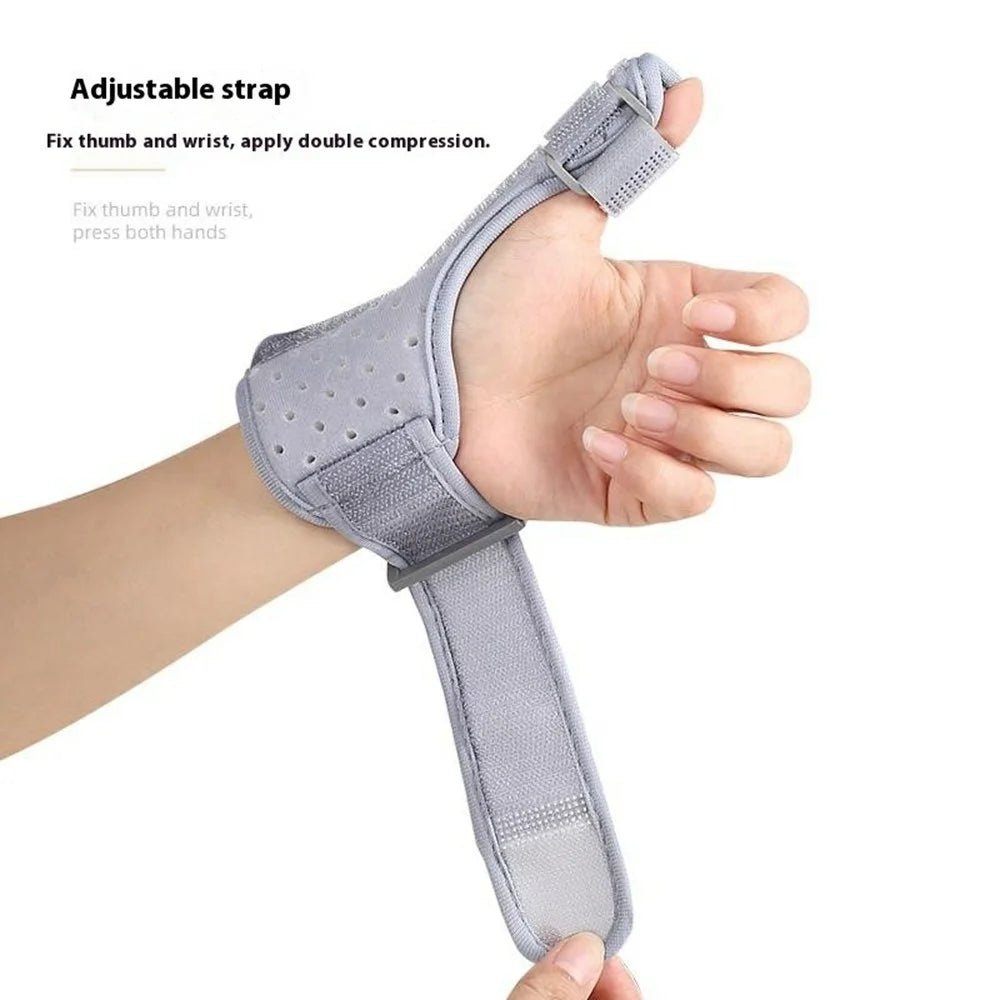 027 Thumb Brace Wrist Support Free Size Adjustable Compression Wrap for Pain Relief  /  Injury Prevention - Grey - 4