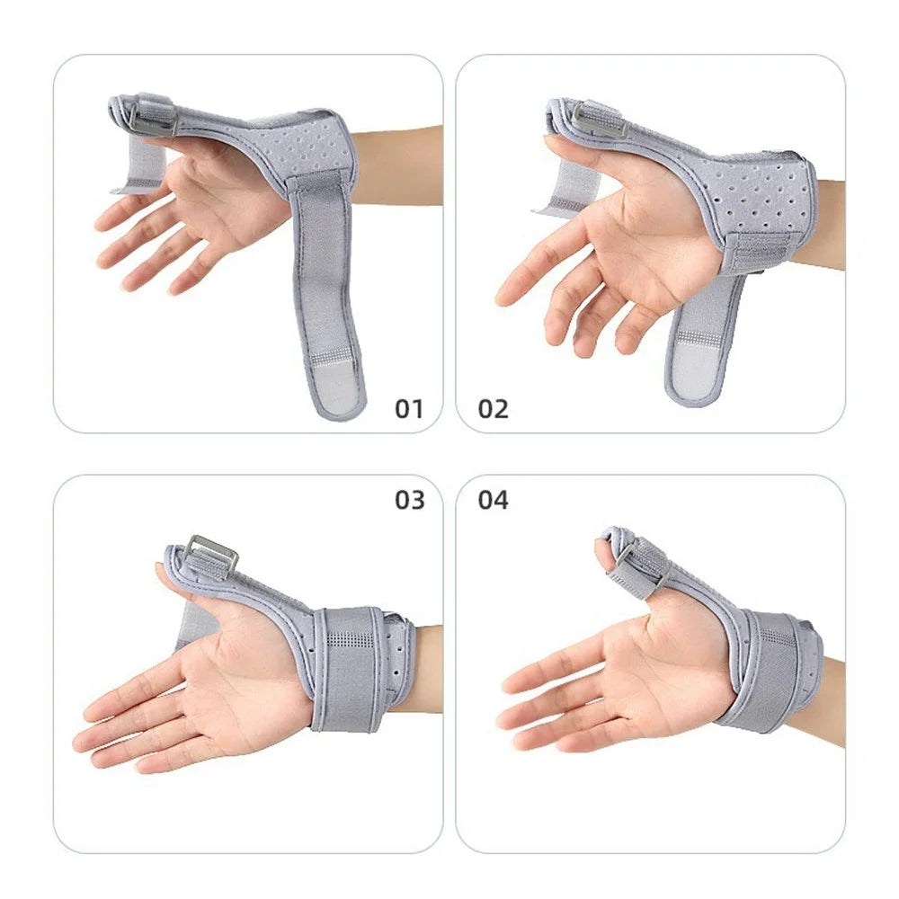 027 Thumb Brace Wrist Support Free Size Adjustable Compression Wrap for Pain Relief  /  Injury Prevention - Grey - 5