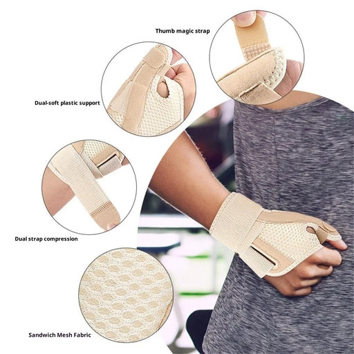 095 1Pc One Size Fits All Wrist Support Brace for Badminton Tennis Sports Adjustable Wrist Wrap Comfortable - Beige - 2
