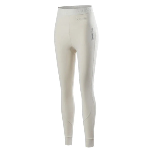 WOSAWE BD190 For Women Winter Ski Fleece Base Layer Pants High Elastic Tight Fleece-Lined Cold-Resistant Ski Leggings - Creamy Yellow, Asian M  /  EU S - 1