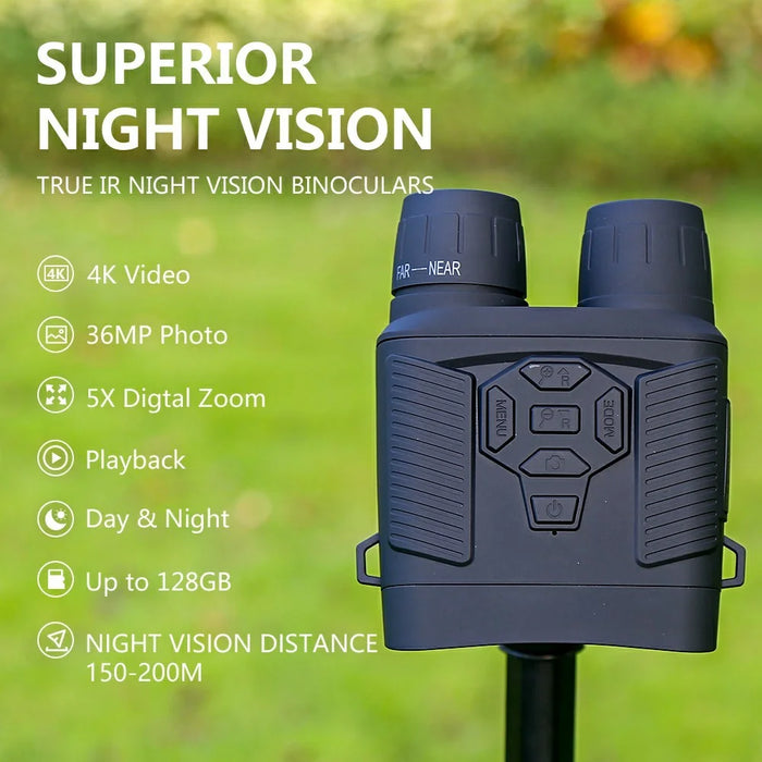 Y6 Night Vision Binoculars 36MP Digital 5X Zoom 4K 3 Inch LED Screen Telescope No Memory Card - Black - 3