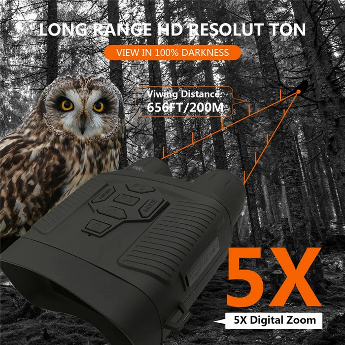 Y6 Night Vision Binoculars 36MP Digital 5X Zoom 4K 3 Inch LED Screen Telescope No Memory Card - Black - 5