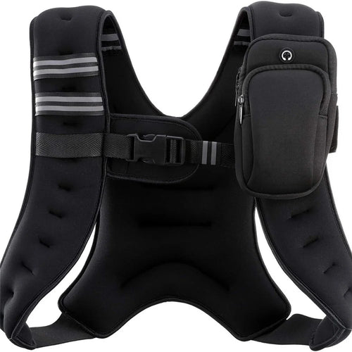 12LB Weighted Vest Adjustable Training Weight Vest with Iron Sand Bags For Strength Training Cardio Fitness - Black - 1