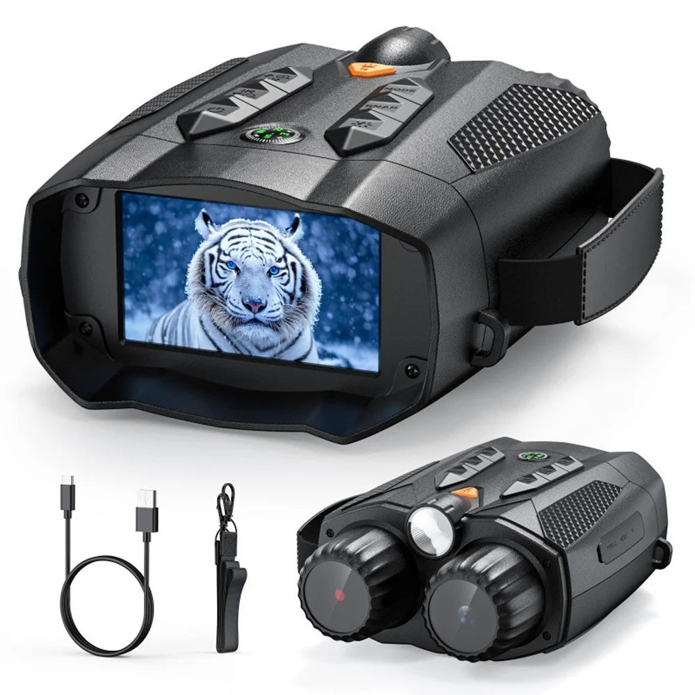 326 4K Night Vision Binoculars with 3 inch IPS Screen 800m Night Vision Goggles for Hunting Wildlife - Black - 1