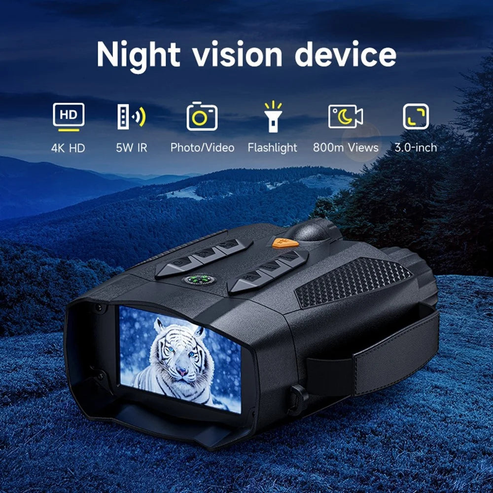 326 4K Night Vision Binoculars with 3 inch IPS Screen 800m Night Vision Goggles for Hunting Wildlife - Black - 2