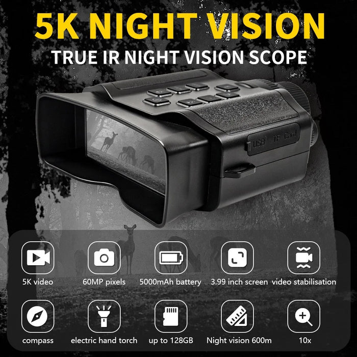 Z9 Night Vision Telescope 5K 9 Level Infrared Night Vision with 10X Zoom 60MP Camera for Hunting - Black - 2