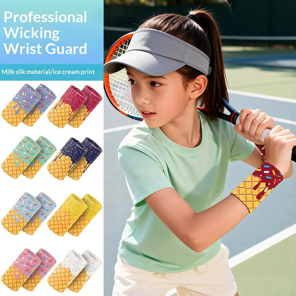 1 Pair Children Wrist Guards Sweat Absorbing Summer Milk Silk Breathable Sports Wristbands for Kids - 001 - 4